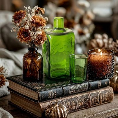 2 Piece Green Recycled Glass Carafe and Tumbler Set
