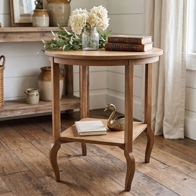 2 Tier Round Wooden Accent Table