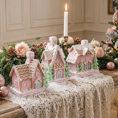 3 Piece Sugarplum Gingerbread Cottage House Collection