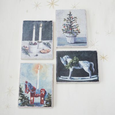 4 Piece Christmas Past Canvas Still Life Wall Art Set