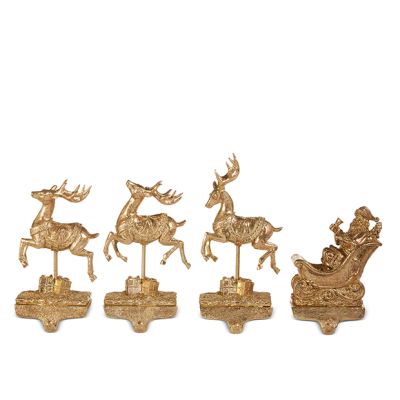 4 Piece Gilded North Pole Stocking Holder Set