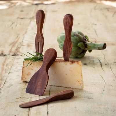 4 Piece Wooden Cheese Server Set