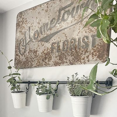 Weathered Metal Hometown Florist Sign