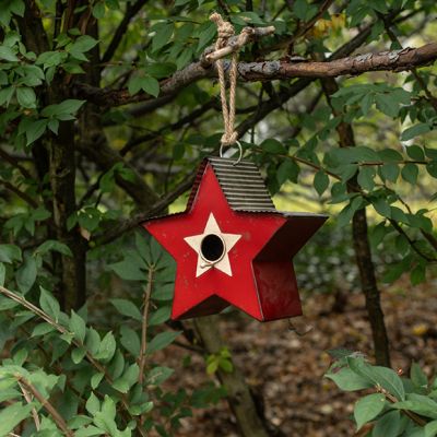 Rustic Red Hanging Star Birdhouse