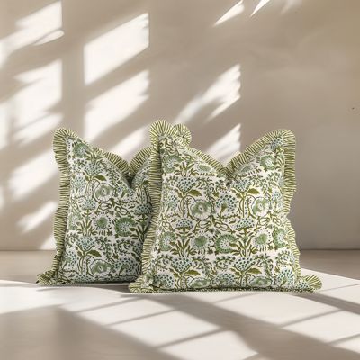 Agate Green Ruffle Throw Pillow Cover Set of 2