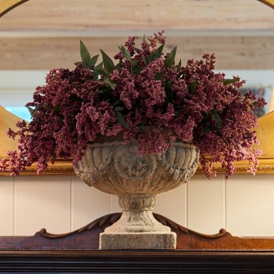 Aged Garland Drape Metal Urn