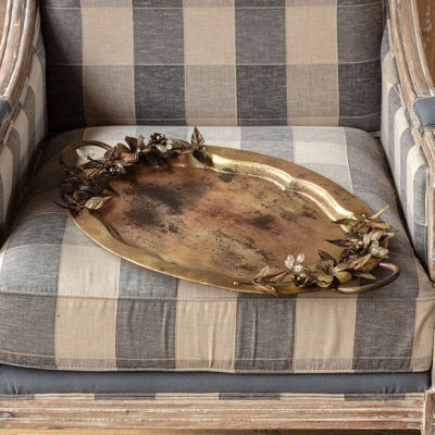 Aged Gold Tray With Jewel Accents