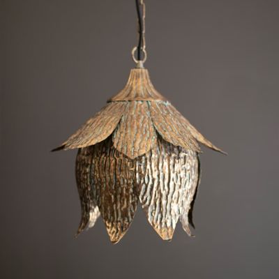 Antique Brass Blooming Tulip Pendant Light
