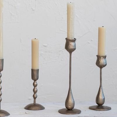 Antique Brass Finish Taper Candle Holder Set of 2