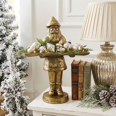 Antique Gold Santa With Display Tray