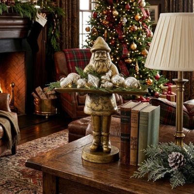 Antique Gold Santa With Display Tray