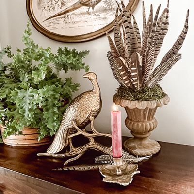 Antique Gold Turkey On a Branch Centerpiece