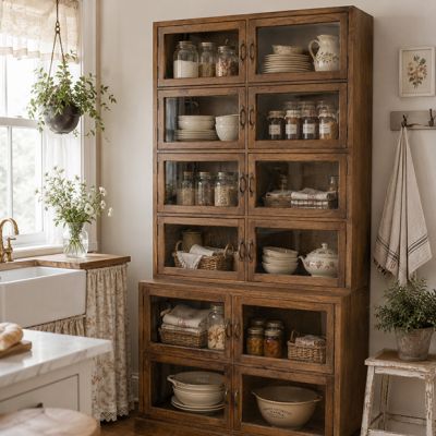 Antique Inspired 12 Door Display Cabinet