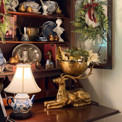 Antiqued Decorative Metal Buck Bowl
