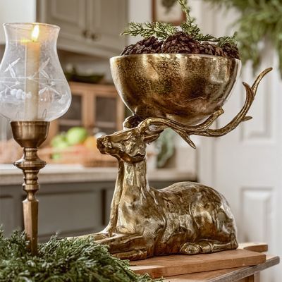 Antiqued Decorative Metal Buck Bowl