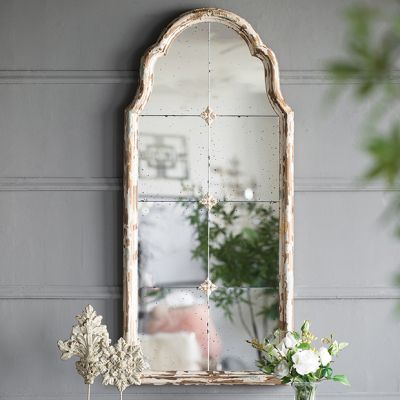 Antiqued Frame Grid Mirror