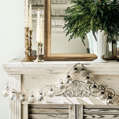 Antiqued Silver Mercury Glass Ornament Garland