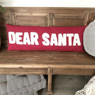 Appliqued Dear Santa Lumbar Pillow