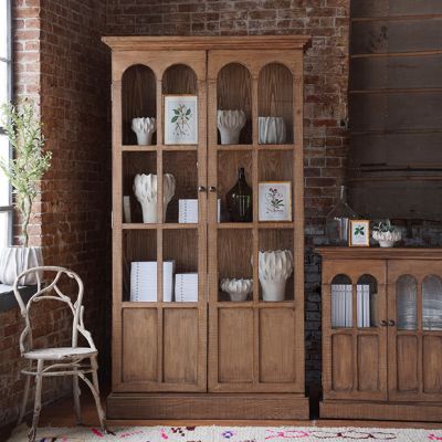Arched Windowpane Pine Bookcase