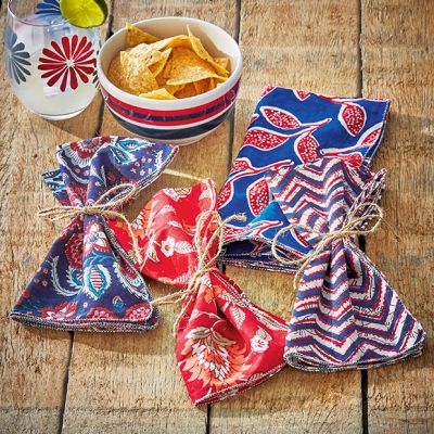 Assorted Bold Block Print Cloth Napkins Set of 4