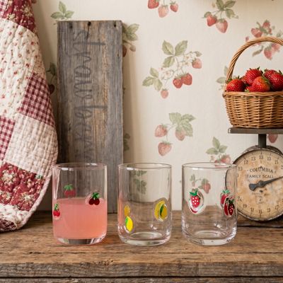 Fruit Motif Drinking Glass Assorted Set of 6