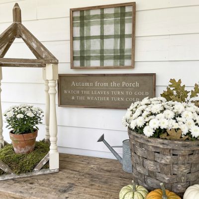 Autumn From The Porch Green Framed Sign