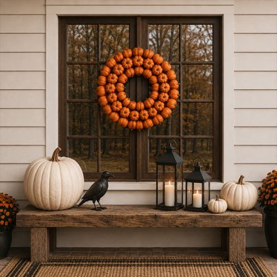Autumn Pumpkin Patch Decorative Wreath