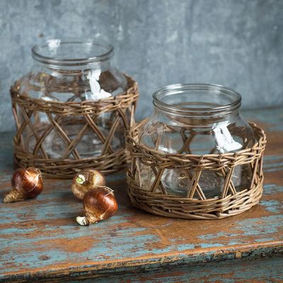 Basket Wrapped Glass Jar Vase