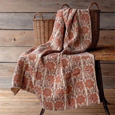 Beautiful Botanical Print Throw Blanket Quince