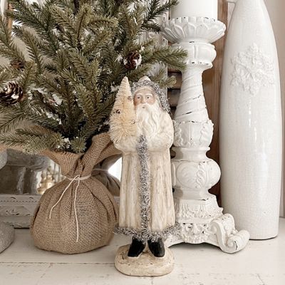 Belsnickle Santa With Tree Figurine White