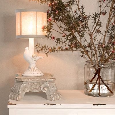 Bird Lamp With Linen Shade