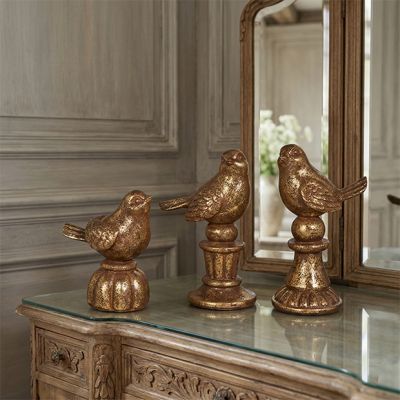 Birds On Pedestal Figurine Set of 3