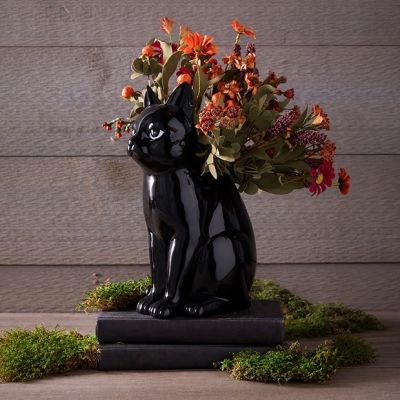 Black Cat Decorative Planter