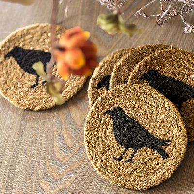 Black Crow Jute Coaster Set of 6