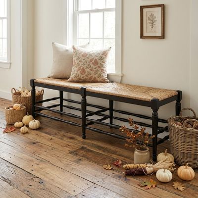 Black Tapered Leg Double Seat Bench
