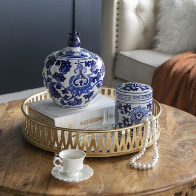 Blue Floral Tea Canister and Ginger Jar