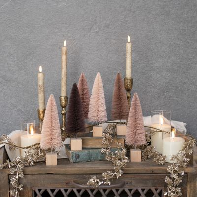 Blush Hues 9 Inch Bottlebrush Tree Set of 6