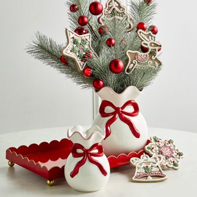 Bow Ruffled Vase Set of 2