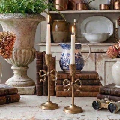 Bow Taper Candle Holder Set of 2