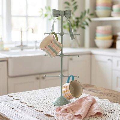Bow Topped Metal Mug Rack Stand
