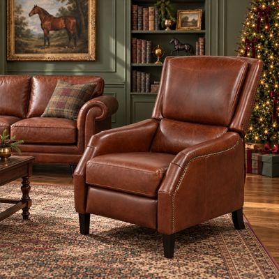 Brown Leather Wingback Recliner