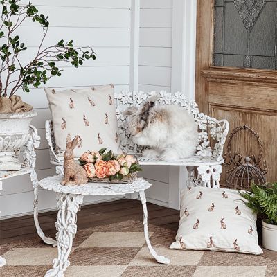 Bunnies and Buffalo Check Reversible Throw Pillow