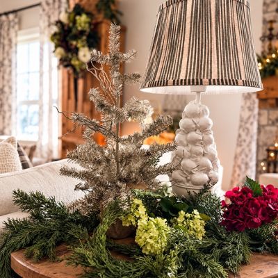Burlap Wrapped Champagne Tinsel Tree