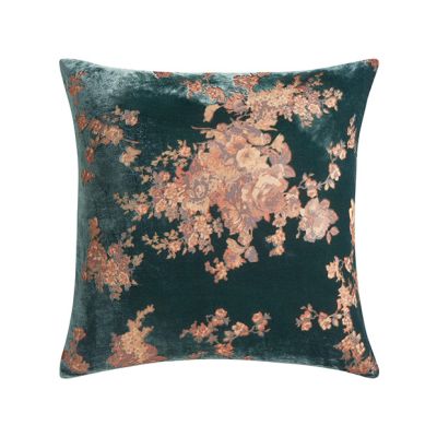 Burnout Floral Faux Silk Velvet Accent Pillow