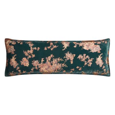 Burnout Floral Faux Silk Velvet Lumbar Pillow