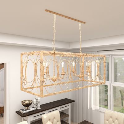 Caged 8 Light Linear Chandelier
