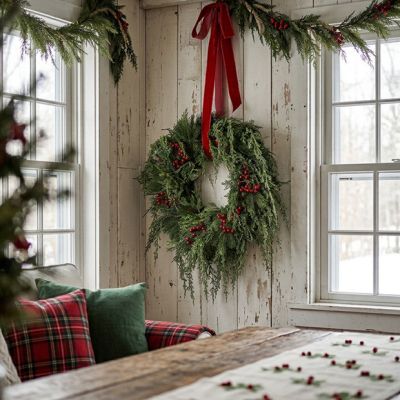 Deluxe Lush Cedar Pine and Berry Decorative Wreath