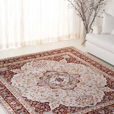 Center Medallion Beige/Red Area Rug
