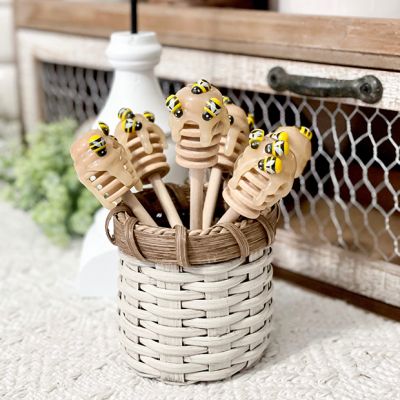 Wooden Honey Bee Dipper Set of 6