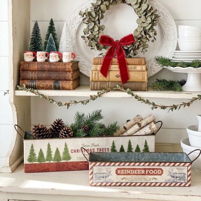 Christmas Rectangular Metal Bin Set of 2